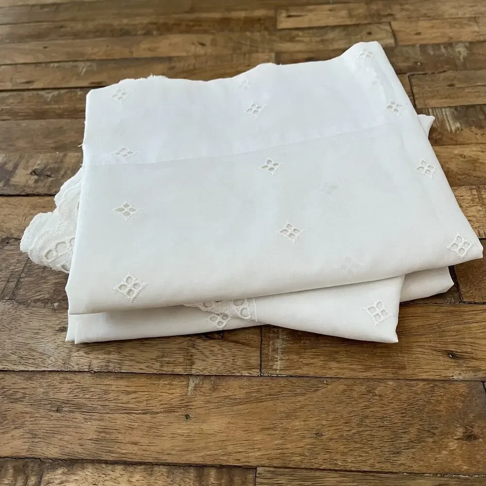 Vintage 3 Curtain Panels Sheer Lace Off White 32